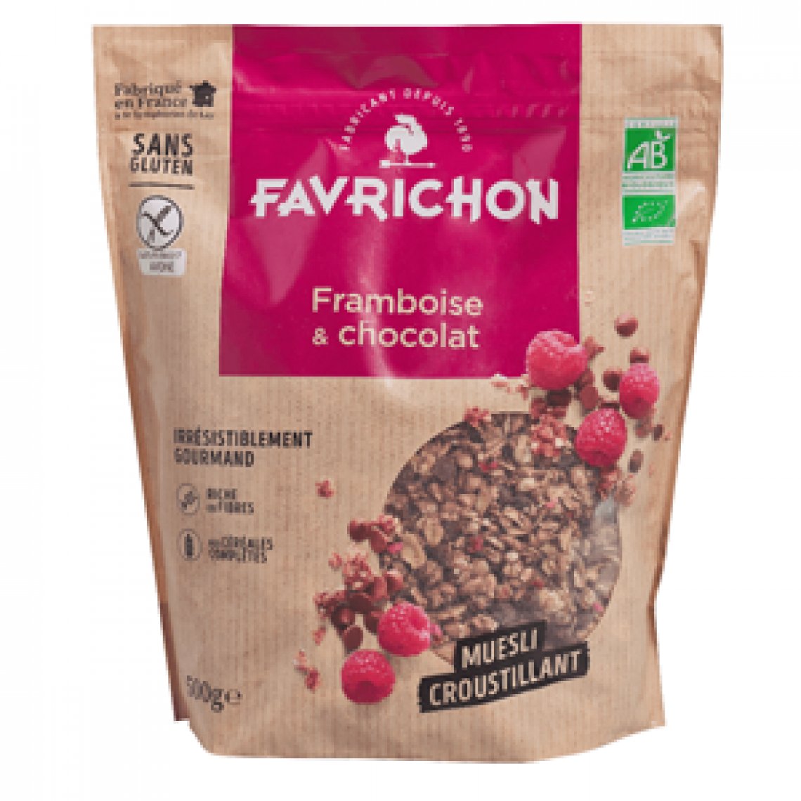 Muesli Croustillant Framboise & chocolat Favrichon