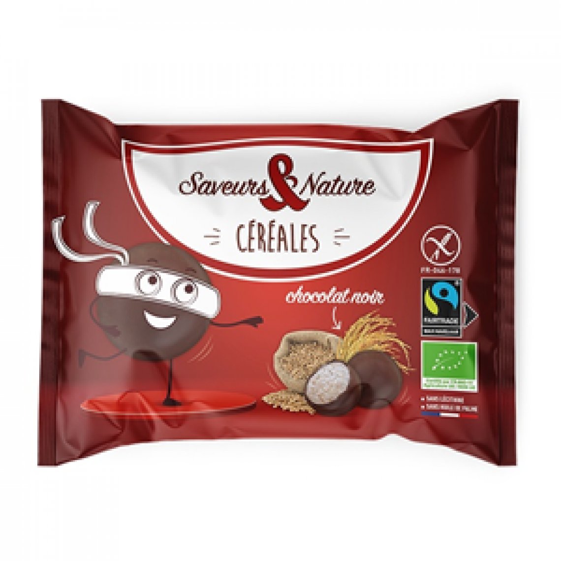 Billes de céréales enrobées de chocolat noir 10X45 g Saveurs & Nature