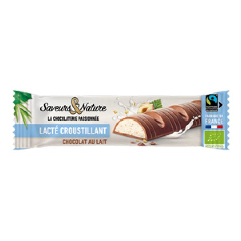 Barre lactée croustillant enrobée de chocolat au lait 15X30 g Saveurs & Nature