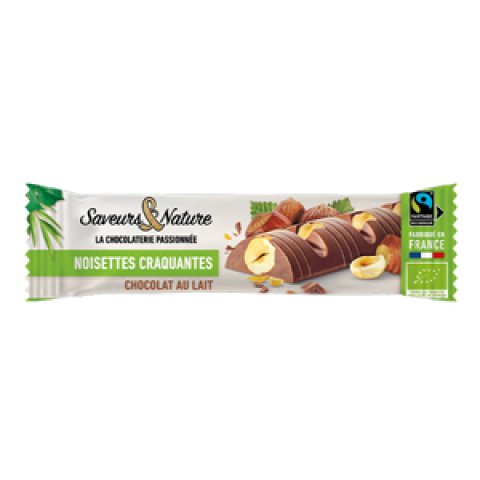 Barre de chocolat au lait incrustée de noisettes 15x30g Saveurs & Nature