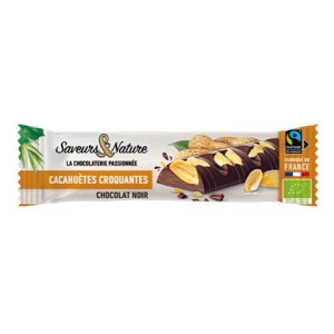 Barre de chocolat noir sel incrustée de cacahuètes 15X30 g Saveurs & Nature