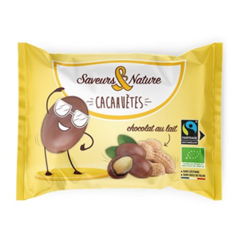 Cacahuètes enrobées de chocolat au lait 10X60 g Saveurs & Nature