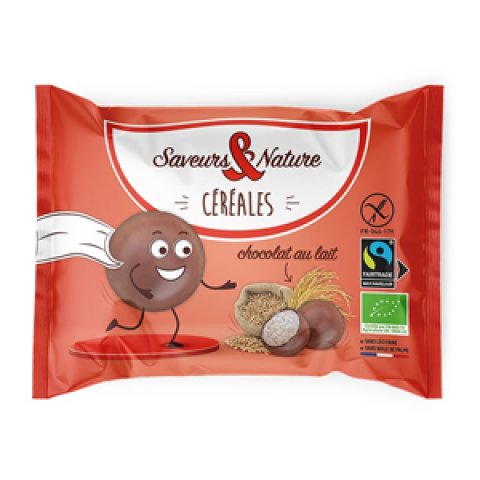 Billes de céréales enrobées de chocolat au lait 10X45 g Saveurs & Nature